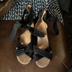 UGG Women's Black Tie-Up Sandals